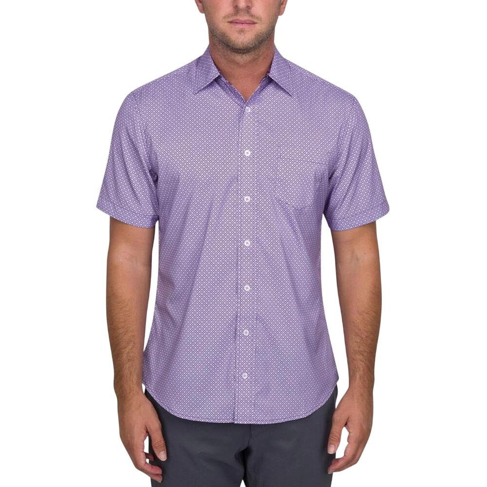 Nick Graham Everywhere Stretch Modern Fit Short Sleeve Button Up Shirt Size XL